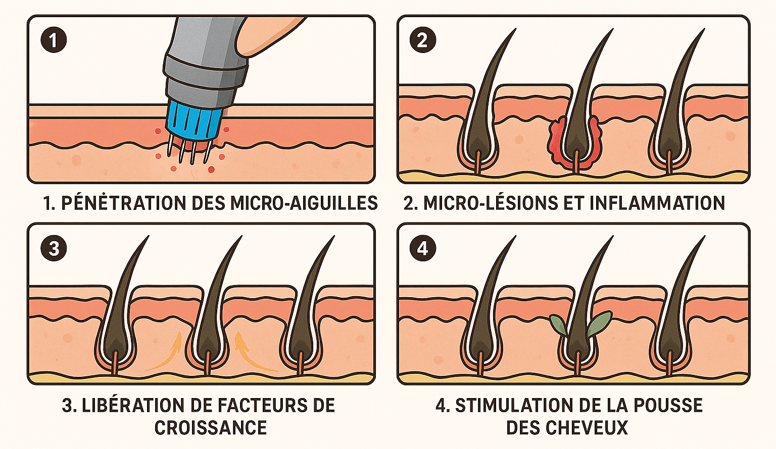 image anatomique des effets du microneedling sur le cuir chevelu